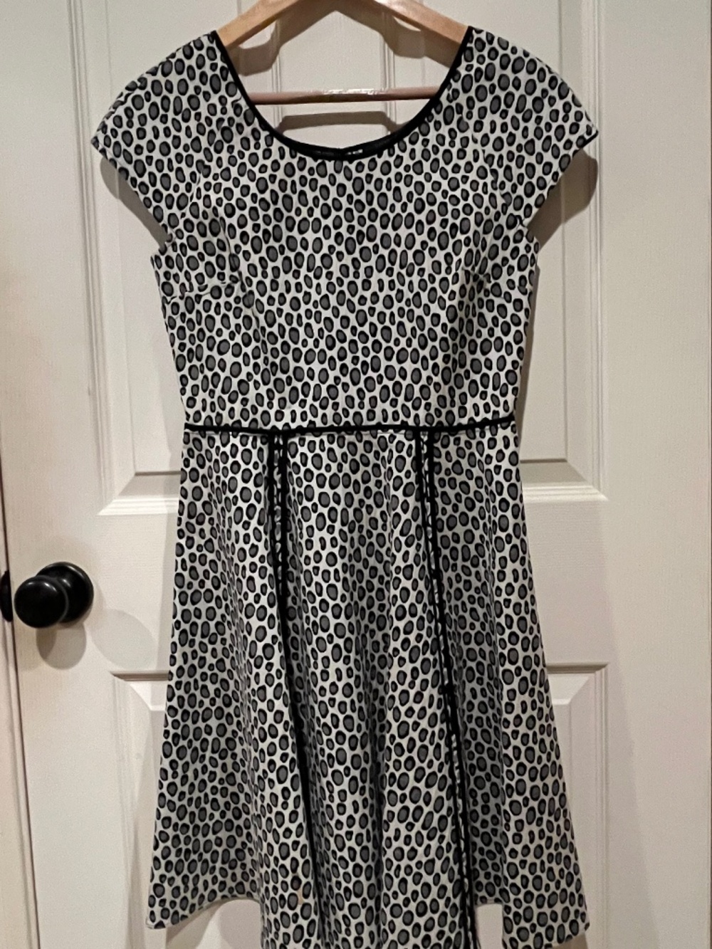 Rachel Zoe Size 4 Black White Animal Spot Fit & Flare A-Line Dress